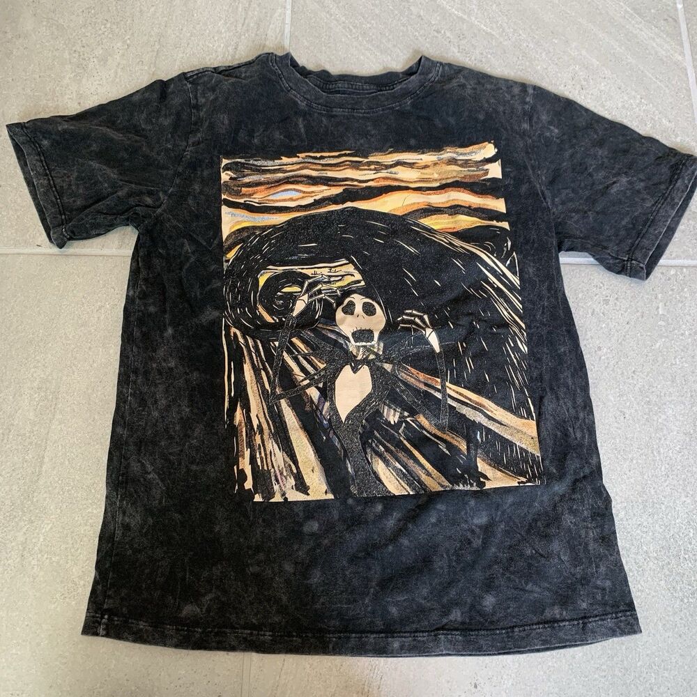 Disney Black Nightmare Before Christmas Van Gogh Scream Shirt Size Small